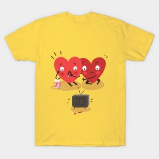 Two happy hearts watching TV together T-Shirt